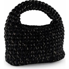 Felix Accessories Noir Gold Stitch Çanta – Siyah Altın Detaylı El Yapımı Örgü Kadın El Çantası