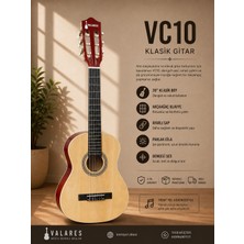 VALARES VC10 39” Köşe Korumalı Sap Ayarlı  Klasik Gitar KILIF.PENA ASKI HEDİYE