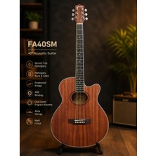 Valares FA40MG Profesyonel Seri Köşe Korumalı Sap Ayarlı 40" Akustik Gitar Mat Maun