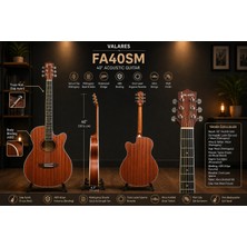 Valares FA40MG Profesyonel Seri Köşe Korumalı Sap Ayarlı 40" Akustik Gitar Mat Maun