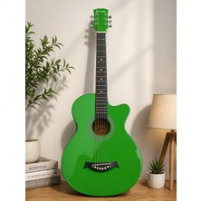 Valares 38C Kesik Kasa Yeşil Akustik Gitar 38 Inç Sap Ayarlı Cutaway + Çanta Askı Pena Hediyeli Üst Segment