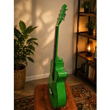 Valares 38C Kesik Kasa Yeşil Akustik Gitar 38 Inç Sap Ayarlı Cutaway + Çanta  Pena Hediyeli