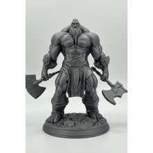 Figüro Çift Baltalı Barbar Savaşçı - Gümüş Renk 3D Baskı Figür
