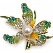 Felix Accessories Elegant Yeşil Çiçek Broş