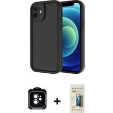 Marsilyan™- iPhone 11 Kılıf Yankı Yansıma Özel Seri - Siyah 6d Mat Seramik Hayalet Nano Ekran Koruyucu + Turuncu Pvd Metal Kamera Lens