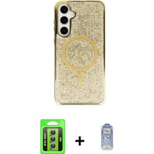 Marsilyan™- Galaxy S23 Kılıf Eksen Çizgi - Siyah Joko Magic 5d Cam + Gümüş Raze Metal Kamera Lens
