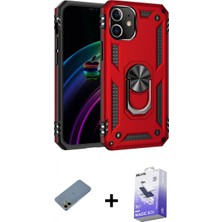 Marsilyan™- iPhone 12 Kılıf Ahenk Klasik Koleksiyonu - Siyah Bilvis 5in1 5d Magic Hayalet Cam Ekran Koruyucu + Gold Shine Kamera Lens Koruma Cam