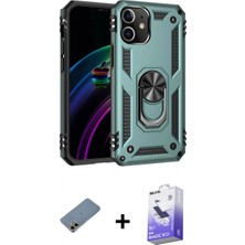 Marsilyan™- iPhone 12 Kılıf Ahenk Klasik Koleksiyonu - Siyah Bilvis 5in1 5d Magic Hayalet Cam Ekran Koruyucu + Gold Shine Kamera Lens Koruma Cam