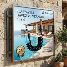 Plasyay Spiral Sulama Yıkama Hortumu Kelepçe Adaptörlü ve Ayarlı Nozul (Lans) Başlıklı Siyah Inci Setler