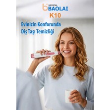 Baolai Medical K10 Şarjlı Ultrasonik 3 Farklı Modlu Diş Taşı ve Tartar Temizleme Cihazı, LED Işıklı, Siyah - Beyaz Renk, Ipx7 Su Geçirmez