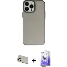 Marsilyan™- iPhone 13 Pro Max Kılıf Ahenk Çizgi Prime - Siyah Bilvis 5in1 5d Magic Hayalet Cam Ekran Koruyucu + Rose Gold Rainbow Kamera Lens Koruma Cam
