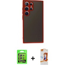 Marsilyan™- Galaxy S24 Ultra Kılıf Ahenk Çizgi Serisi - Siyah Autokit 5in1 Fiber Polymer Nano Ekran Koruyucu + Gri Raze Metal Kamera Lens