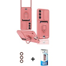 Marsilyan™- Galaxy S23 Plus Kılıf Vadi Form Prime - Siyah 5d Eko Cam Ekran Koruyucu + Kırmızı Metal Kamera Lens