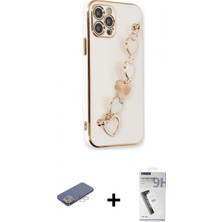 Marsilyan™- iPhone 12 Pro Kılıf Nova Işık Prime - Şeffaf Uv Polymer Nano Ekran Koruyucu + Mavi Renkli Kamera Lens Koruma Cam