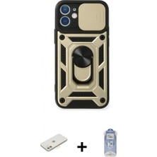 Marsilyan™- iPhone 11 Kılıf Ahenk Klasik - Siyah Joko Magic 5d Cam + Turuncu Renkli Kamera Lens Koruma Cam