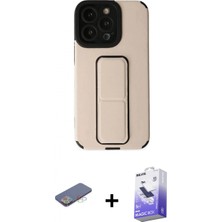 Marsilyan™- iPhone 13 Pro Max Kılıf Çekirdek Yansıma - Siyah Bilvis 5in1 5d Magic Hayalet Cam Ekran Koruyucu + Mavi Renkli Kamera Lens Koruma Cam