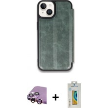 Marsilyan™- iPhone 15 Kılıf Zirve Yansıma Serisi - Siyah Polymer Nano Ekran Koruyucu + Pembe Raze Metal Kamera Lens