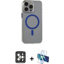 Marsilyan™- iPhone 15 Pro Max Kılıf Odak Form Özel Seri - Siyah 3D Antistatik Seramik Nano Ekran Koruyucu + Gri Pvd Metal Kamera Lens