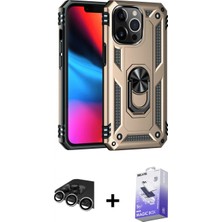 Marsilyan™- iPhone 14 Pro Max Kılıf Ahenk Klasik Koleksiyonu - Siyah Bilvis 5in1 5d Magic Hayalet Cam Ekran Koruyucu + Gümüş Raze Metal Kamera Lens