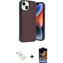 Marsilyan™- iPhone 14 Kılıf Kıvılcım Işık Serisi - Siyah Buffer Hayalet Cam Ekran Koruyucu + Pembe Diamond Kamera Lens