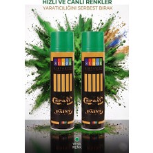 ArtMaster Yeşil Sprey Boya 200 ml 2 Adet Südor Hızlı Kuruyan Renkli Profesyonel Canlı Renk Ahşap Plastik Demir Metal Porselen Cam