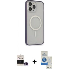 Marsilyan™- iPhone 14 Pro Max Kılıf Siluet Işık Koleksiyonu - Şeffaf Royal Nano Ekran Koruyucu + Derin Mor Bilvis Titan Kamera Lens