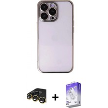 Marsilyan™- iPhone 13 Pro Max Kılıf Vadi Minimal - Siyah Bilvis 5in1 3D Magic Cam Ekran Koruyucu + Gold Raze Metal Kamera Lens