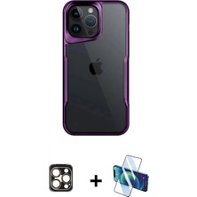 Marsilyan™- iPhone 16 Pro Max Kılıf Akış Çizgi Koleksiyonu - Siyah 3D Antistatik Seramik Nano Ekran Koruyucu + Gold Pvd Metal Kamera Lens