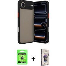 Marsilyan™- iPhone 17 Air Kılıf Ahenk Çizgi Serisi - Siyah Bilvis 3D Cam Ekran Koruyucu + Gold Raze Metal Kamera Lens