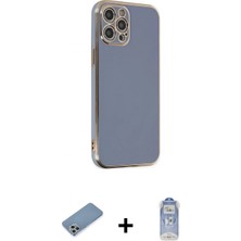 Marsilyan™- iPhone 12 Pro Max Kılıf Yankı Serisi - Siyah Joko Magic 5d Cam + Gümüş Shine Kamera Lens Koruma Cam