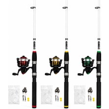Ayaz Fishing Çocuk Teleskopik Olta Seti + Hediye Aksesuar Paketi 180 cm (Misinalı, 3'lü Kancalı Olta Takımı ,kurşunlu, Fırdöndülü Klipsli Set)