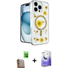 Marsilyan™- iPhone 16 Pro Max Kılıf Kozmos Doku - Siyah Bilvis 5in1 5d Magic Hayalet Cam Ekran Koruyucu + Çöl Titanyum Raze Metal Kamera Lens