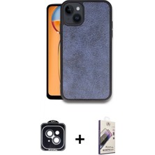 Marsilyan™- iPhone 14 Kılıf Kıvılcım Işık Serisi - Siyah Bilvis 3D Mat Cam Ekran Koruyucu + Siyah Pvd Metal Kamera Lens