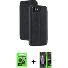 Marsilyan™- iPhone 16E Kılıf Zirve Yansıma Serisi - Şeffaf 360 Full Body Arka Koruyucu + Siyah Raze Metal Kamera Lens