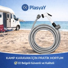 Plasyay Yerli Tekne ve Karavan Duş Hortumu Tetikli Düz Gri