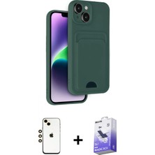 Marsilyan™- iPhone 14 Kılıf Vadi Çizgi Prime - Siyah Bilvis 5in1 5d Magic Hayalet Cam Ekran Koruyucu + Gold Shine Kamera Lens