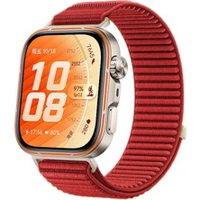 Caseonn Huawei Watch Fit 5 Pro Kordon Hasır Kumaş Nylon Kayış Kırmızı