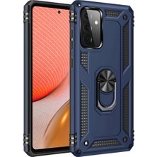 My Best Store Samsung Galaxy A72 Kılıf Sofya Yüzüklü Silikon Kapak - Lacivert
