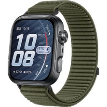Caseonn Huawei Watch Fit 5 Kordon Hasır Kumaş Nylon Kayış Koyu Yeşil