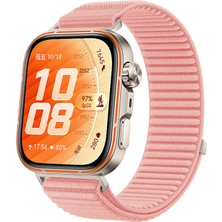 Caseonn Huawei Watch Fit 5 Pro Kordon Hasır Kumaş Nylon Kayış Pembe