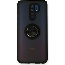 My Best Store Xiaomi Redmi 9 Kılıf Montreal Yüzüklü Silikon Kapak - Siyah