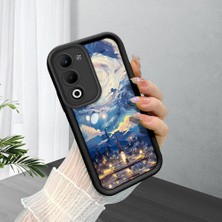 Ucuc Oppo A5 4g/5g Uyumlu Siyah Silikon Şık Baskı Kılıf Darbeye Dayanıklı Kamera Korumalı