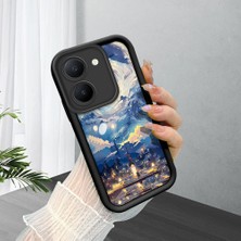 Ucuc Vivo Y27 5G/Y27S Uyumlu Siyah Silikon Şık Baskı Kılıf Darbeye Dayanıklı Kamera Korumalı