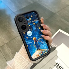 Ucuc Vivo X200 Fe Uyumlu Siyah Silikon Şık Baskı Kılıf Darbeye Dayanıklı Kamera Korumalı