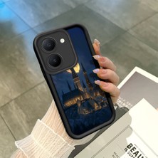 Ucuc Vivo Y27 5G/Y27S Uyumlu Siyah Silikon Şık Baskı Kılıf Darbeye Dayanıklı Kamera Korumalı