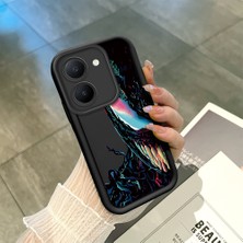 Ucuc Vivo Y27 5G/Y27S Uyumlu Siyah Silikon Şık Baskı Kılıf Darbeye Dayanıklı Kamera Korumalı