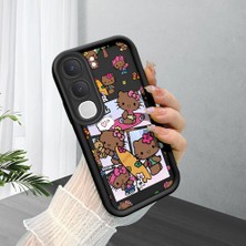 Ucuc Vivo Y31/Y21D Uyumlu Siyah Silikon Şık Baskı Kılıf Darbeye Dayanıklı Kamera Korumalı