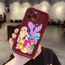 Ucuc iPhone 13 Pro Max Uyumlu Darbeye Dayanıklı Kamera Korumalı Bordo Silikon Baskı Desenli Kılıf