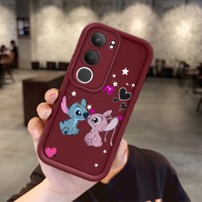 Ucuc Vivo Y19S 4G/Y19S Pro Uyumlu Darbeye Dayanıklı Kamera Korumalı Bordo Silikon Baskı Desenli Kılıf