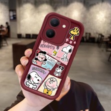 Ucuc Vivo Y27 5G/Y27S Uyumlu Darbeye Dayanıklı Kamera Korumalı Bordo Silikon Baskı Desenli Kılıf